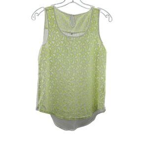 Mine Women's Scoop Neck Sleeveless Lace Yellow Lace Top Size Small